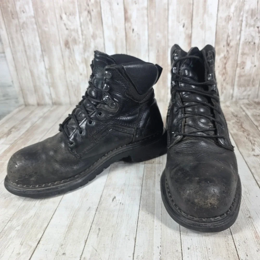 Red Wing‎ Shoes Black Leather Work Boots USA Made Men's Size 8 EH Rated
